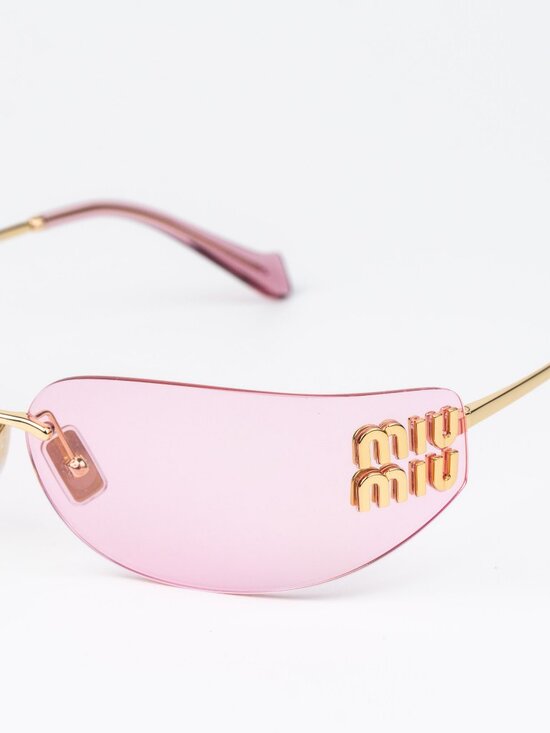 Miu Miu Women Sunglasses Gold Pink Mirror Rectangle Rimless MUA51S 5AK90Y main image 10